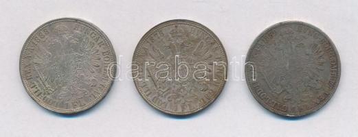 Ausztria 1859A 1Fl Ag + 1875. 1Fl Ag + 1888. 1Fl Ag "Ferenc József" T:2,2- patina
Austria...