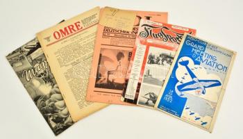 cca 1930-1950 5 db különféle repüléssel foglalkozó újság. / Flying and airplanes 5 different magazines