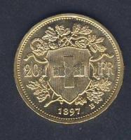 Svájc 1897B 20Fr Au "Vreneli" 6,452g T:1/2 k