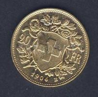 Svájc 1904B 20Fr Au "Vreneli" 6,452g T:2
