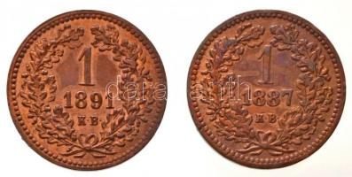 1887KB 1kr Cu "Középcímer" + 1891KB 1kr Cu "Fiume címer" T:1-,2
Adamo M4.1