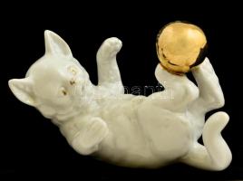 Gräfenthal játszó cica, kézzel festett, jelzett, kopott, m:7 cm