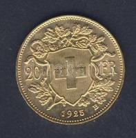Svájc 1925B 20Fr Au "Vreneli" 6,452g T:1/2