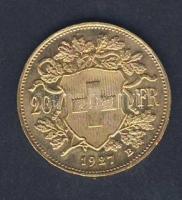 Svájc 1927B 20Fr Au "Vreneli" 6,452g T:1/2