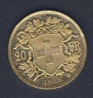 Svájc 1926B 20Fr Au "Vreneli" 6,452g T:1/2 R! Csak 50000db!