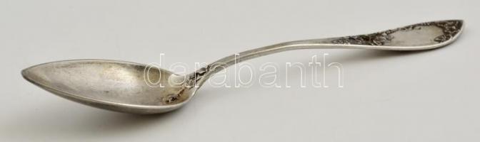 Ezüst (Ag.) szecessziós kis kanál (2 db), jelzett, h:14 cm (2×), nettó: 52 g