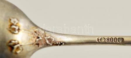 Ezüst (Ag.) szecessziós kis kanál (2 db), jelzett, h:14 cm (2×), nettó: 52 g