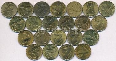 1946-1947. 2Ft Al (3x) + 1950-1952. 2Ft Cu-Ni (5x) + 1957-1966. 2Ft Cu-Ni (7x) + 1971-1989. 2Ft sárg...