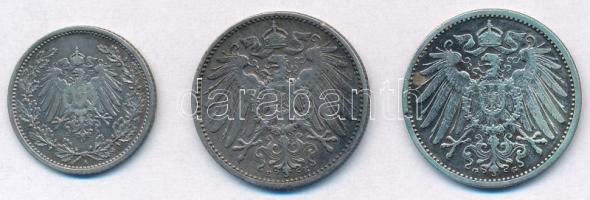 Német Birodalom 1905A 1/2M Ag + 1907E 1M Ag + 1909G 1M Ag T:2,2- kis ph.
German Empire 1905A 1/2 Ma...