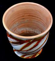 Iparművészeti vállalatos kerámia kaspó, hibátlan, m: 14 cm, d: 15 cm