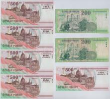 1998-2006. 200Ft (2x) + 2006. 500Ft "EC" "50. évforduló 1956. október 23." (5x) ...