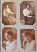 cca 1910-1940 Kb 120 db fotót tartalmazó album részben családi fotókkal, néhány városképpel, katonaiakkal