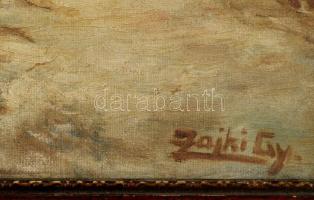 Zajki György (?-): Őzike. Olaj, vászon, keretben, 40×30 cm