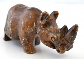 Régi zsírkő orrszarvú, kopásnyomokkal, 19x8 cm