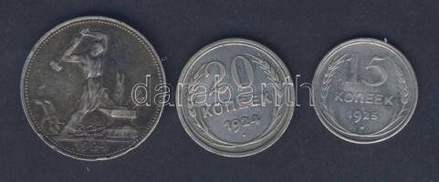 Szovjetunió 1924-25. 15k Ag, 20k Ag, 50k Ag T:3
