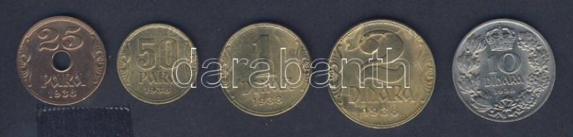 Jugoszlávia 1938. 25p, 50p, 1D, 2D, 10D T:2
