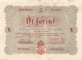 1848. 5Ft "Kossuth bankó" (8x) 2klf színben T:restaurált