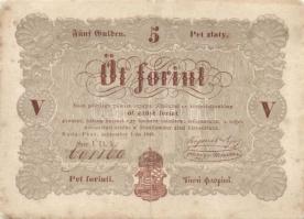 1848. 5Ft "Kossuth bankó" 2klf előlapi román nyelvű variáns! T:restaurált