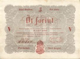 1848. 5Ft "Kossuth bankó" (3x) ritkább variánsú román szöveggel T:restaurált