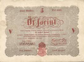 1848. 5Ft "Kossuth bankó" (3x) ritkább variánsú román szöveggel T:restaurált