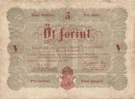 1848. 5Ft "Kossuth bankó" (3x) ritkább variánsú román szöveggel T:restaurált