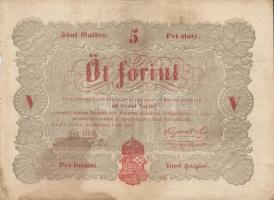 1848. 5Ft "Kossuth bankó" (4x) ritkább variánsú román szöveggel T:III,III/IV