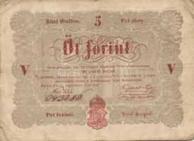 1848. 5Ft "Kossuth bankó" (4x) ritkább variánsú román szöveggel T:III,III/IV