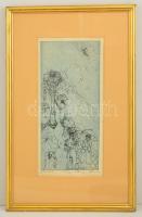 Varga Imre (1923-): Kurvák, rézkarc, papír, jelzett, számozott, üvegezett keretben, paszpartuban, 47...