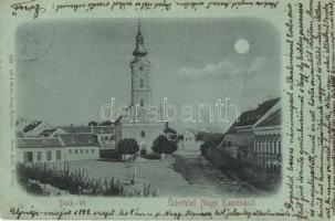 1899 Nagykanizsa, Deák tér, templom. Alt & Böhm kiadása (EB)