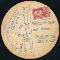 Kőbányai Aranyászok sör söralátét később postán elküldve