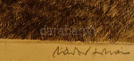 Zádor István (1882-1963): Forgalmas út. Rézkarc, papír, jelzett, 23×29 cm