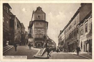 Pozsony, Pressburg, Bratislava; Vártelek utca, Schhneider üzlete. Hardtmuth E. kiadása / street view, shops (EK)