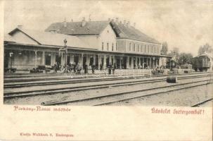 Párkánynána, Párkány-Nána, Stúrovó; vasútállomás, vagon. Wallfisch S. kiadása / railway station, wagon (EK)