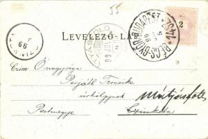 1899 Komárom, Komárno; Klapka György szobor, Zenepavilon, Szent Rozália templom. Freisinger Mór kiad...