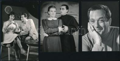 8 db magyar színészeket ábrázoló fotók, 9x7 és 14x6 cm közötti méretekben