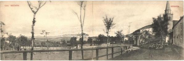 Sezana, Sesana; street view. panoramacard (tear)