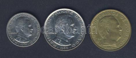 Monaco 1960. 1Fr + 1962. 20c + 1/2Fr T:1/2,2