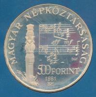 1981. 500Ft Ag "Bartók Béla" MNB tokban T:1-(PP) ragasztásnyom a tokon 
Adamo EM62