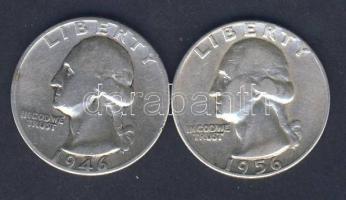 USA 1946+1956. 1/4$ Ag (2klf) "Liberty" T:3