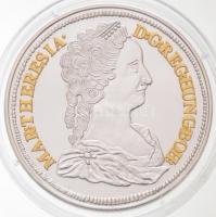 DN Tallértörténelem - Mária Terézia tallér 1741 aranyozott és ezüstözött Cu-Zn emlékérem tanúsítvánnyal (38,61mm) T:PP