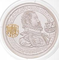 DN Tallértörténelem - Rudolf tallér 1598 aranyozott és ezüstözött Cu-Zn emlékérem tanúsítvánnyal (38,61mm) T:PP fo.