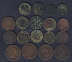 Ausztria 1760-1860. 1/2Kr (2x), 1Kr (10x), 3Kr (6x) T:3,4 Összesen 18db!