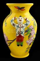 Herendi díszváza, plasztikus figurákkal, kézzel festett, jelzett,   hibátlan, m:27,5 cm