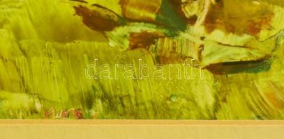 Ruttka Ferenc (1926- ): Remény, olaj, papír, jelzett, paszpartuban, üvegezett fa keretben, 6×7,5 cm