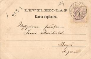 1899 Eszék, Osijek, Esseg; Kapucinska ulica / Kapuzinergasse / utcakép, lóvasút. Ottokar Rechnitzer ...