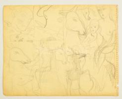 Gyenges Gitta hagyatéki jelzéssel: Vázlatok, papír, ceruza, 22.5x28.5 cm