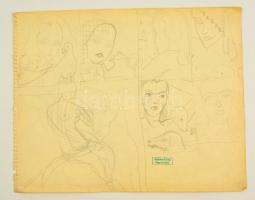Gyenges Gitta hagyatéki jelzéssel: Vázlatok, papír, ceruza,  22.5x28.5 cm