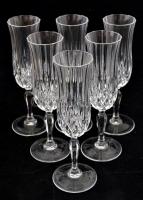 6 db pezsgős pohár, hibátlanok, m: 21 cm