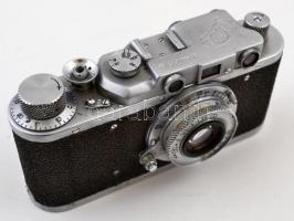 cca 1953 Fed-1 (G) szovjet fényképezőgép, 1:3,5 f=50 mm objektívvel, eredeti bőr tokjában / Vintage ...