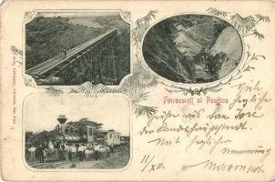 San José, Ferrocarril al Pacifico / railroad to the Pacific, railways, locomotive. Lehmann, floral Art Nouveau (tűnyomok / pin marks)